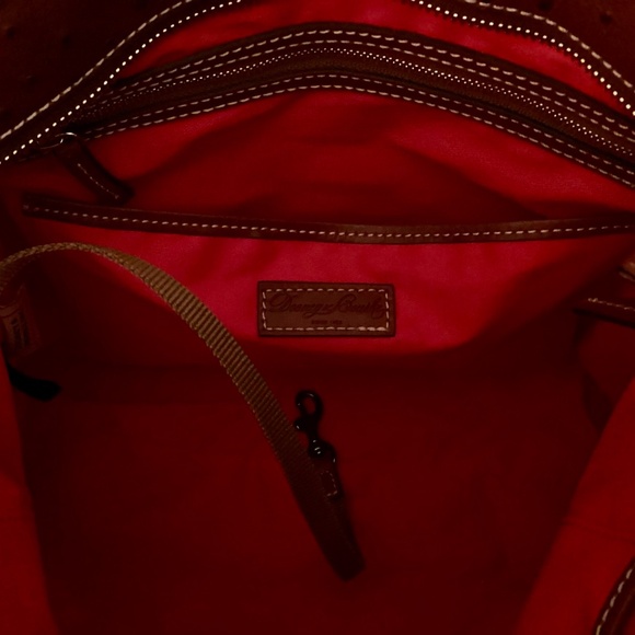 Dooney & Bourke Ostrich Leather Large Shopper Tote Cognac Brown & Wallet - Picture 5 of 11